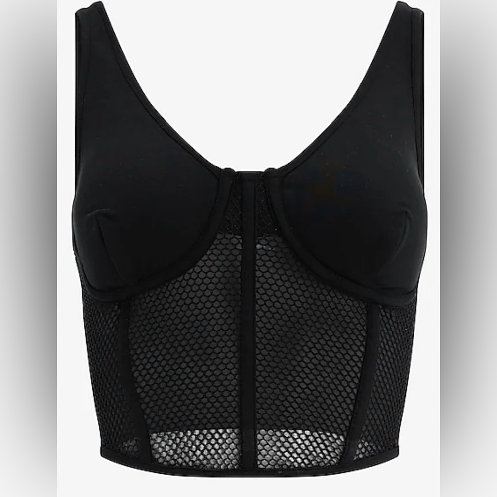 NWT Express Black Mesh Women's Bra Top Fishnet corset - Picture 2 of 4